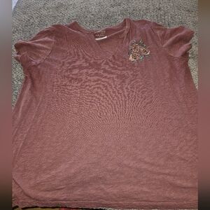 Mauve T-Shirt with Floral Accent